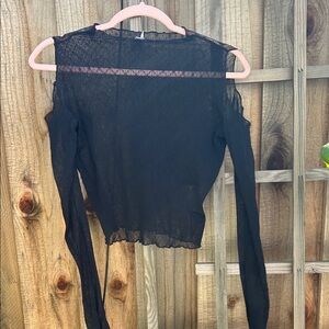 Anthropologie Sheer Out from Under Open Shoulder Long Sleeve Top - Women